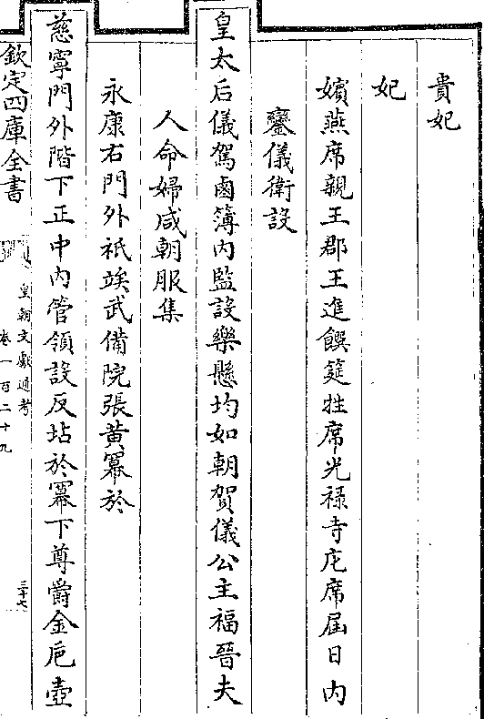 贵妃妃嫔燕席亲王郡王进馔筵牲席光禄寺庀席届日内銮仪卫设皇太后仪驾