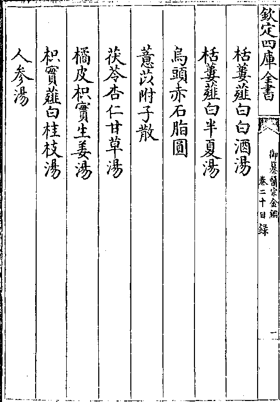 栝蒌薤白白酒汤 栝蒌薤白半夏汤 乌头赤石脂圆 薏苡附子散