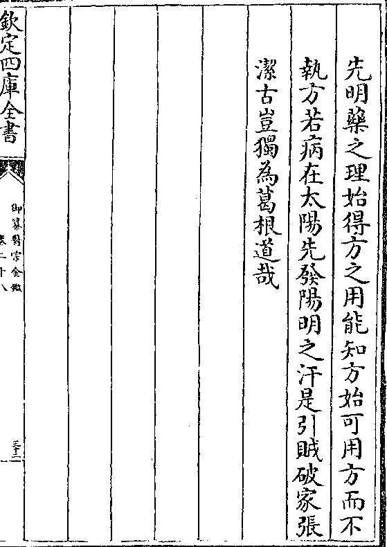 先明药之理始得方之用能知方始可用方而不   执方若病在太阳先发
