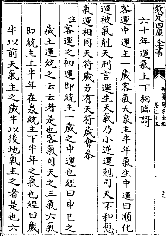 运被气克天刑言运生天气乃小逆运克司天不和愆 气运相同天符岁另有天