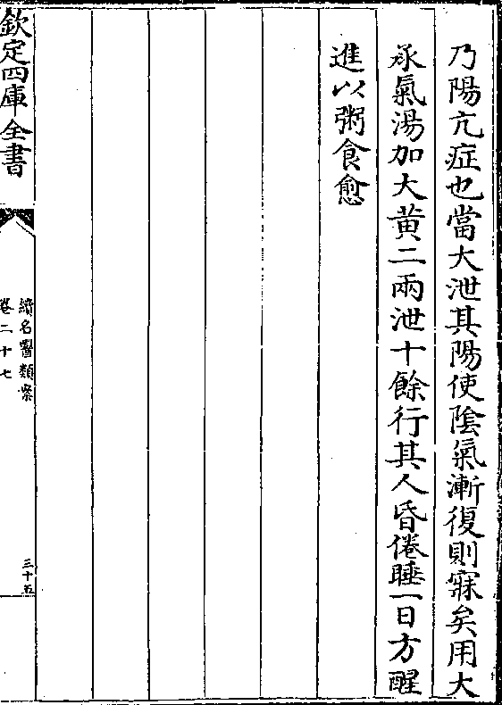 乃阳亢症也当大泄其阳使阴气渐复则寐矣用大 承气汤加大黄二两泄十