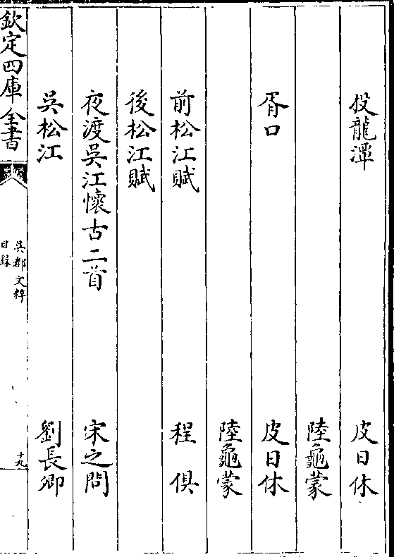 投龙潭          皮日休                 陆龟蒙    胥口