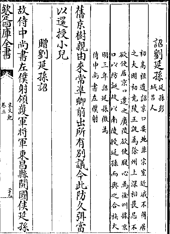 诏刘延孙(延孙彭/城吕人)