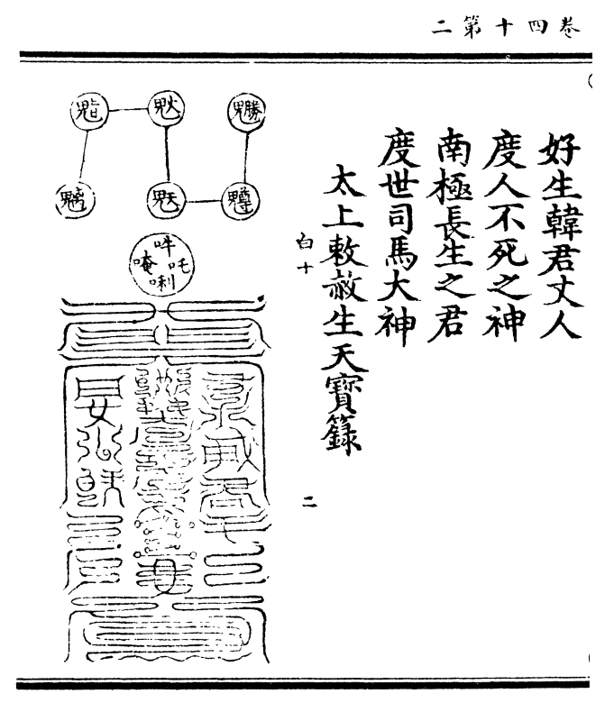 度人不死之神 南极长生之君 度世司马大神 太上敕赦生天宝箓