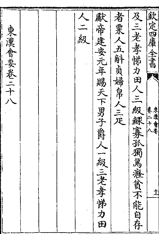 民欲占者人一级鳏寡孤独笃癃贫不能自存者粟人 五斛 永和三年四月赐民