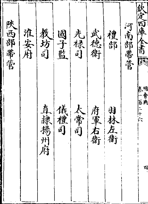 河南部带管 礼部 羽林左卫 武德卫 府军右卫