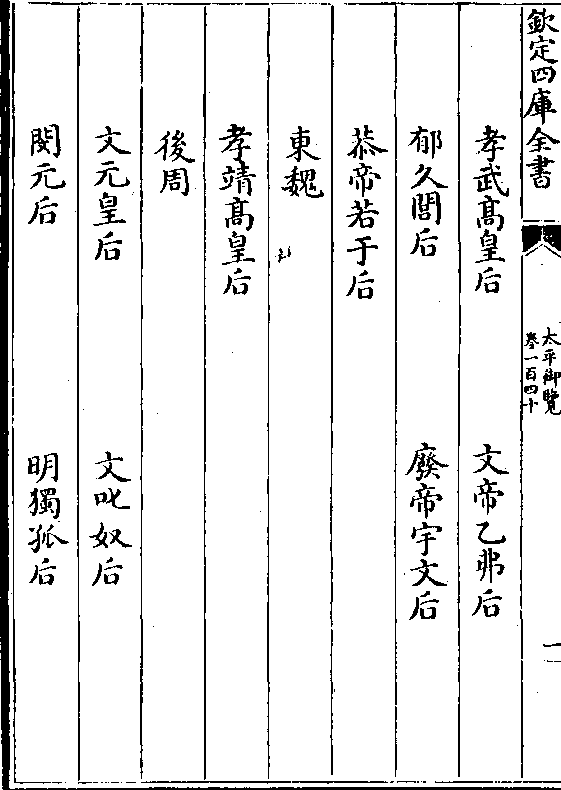 孝武高皇后 文帝乙弗后 郁久闾后 废帝宇文后 恭帝若