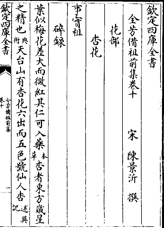 全芳备祖集-宋-陈景沂卷十 卷十 第 1a 页 wyg0935-0121c.